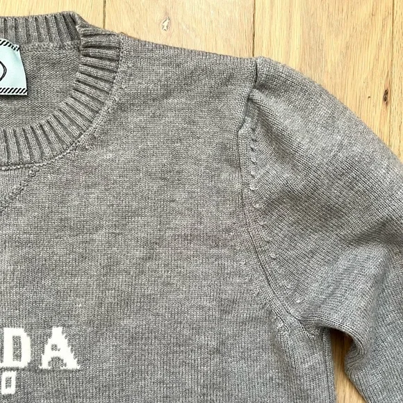 Prada Logo Grey Crewneck Sweater - Picture 3 of 9